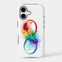 Symbole d'infini avec plume arc-en-ciel
