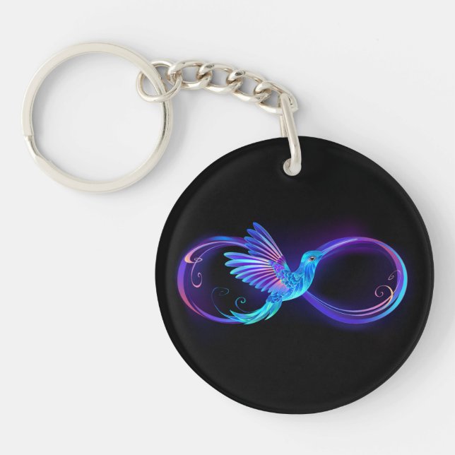 Symbole d'infini néon avec colibri brillant (Devant)