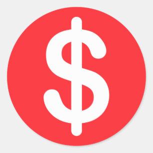 Symbole dollar blanc sur les autocollants rouges