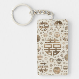 Symbole du Bonheur Double motif - or pastel