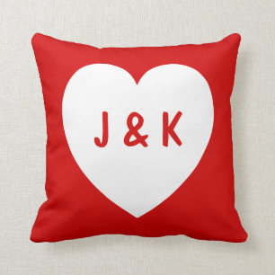 Symbole du coeur rouge et blanc Coussin
