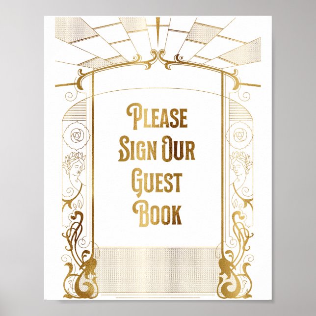Symbole du livre d'or Art déco Gold Foil (Devant)