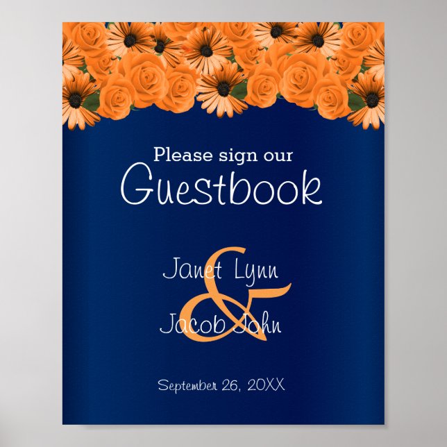 Symbole du livre d'or Beau Rose orange / Bleu mari (Devant)