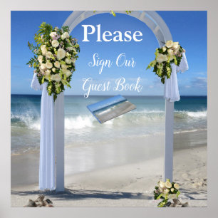 Symbole du livre d'or de mariage de plage