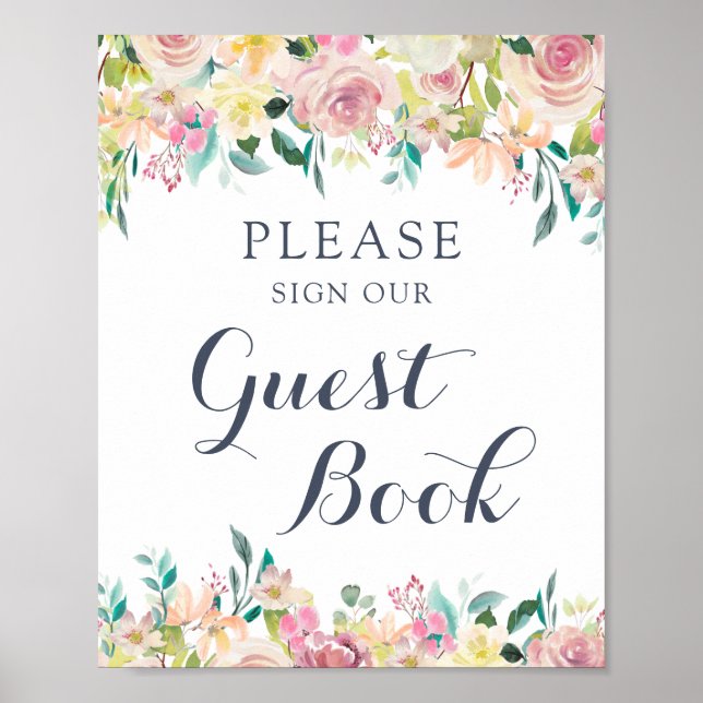 Symbole du livre d'or Floral Blush Green Eucalyptu (Devant)