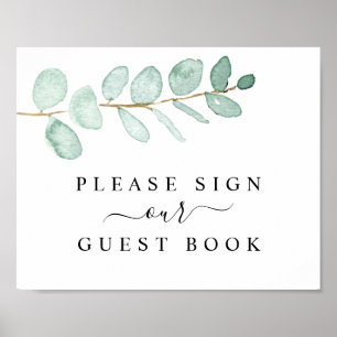Symbole du livre d'or Mariage Eucalyptus Greenery