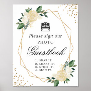 Symbole du livre d'or photo instantané vert floral