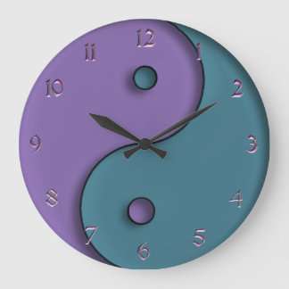 Symbole en acier bleu et lavande Yin-Yang horloge
