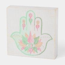 Symbole en bois Pastel Hamsa