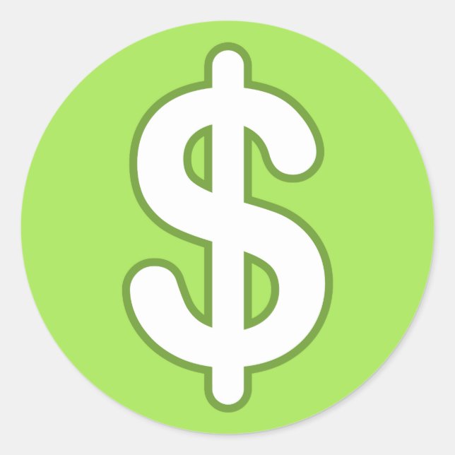 Symbole en dollars blancs sur les autocollants arr (Devant)