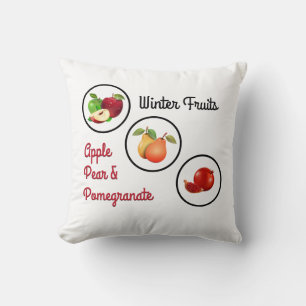 Symbole für Apfel, Birnen und Granatäpfel Kissen