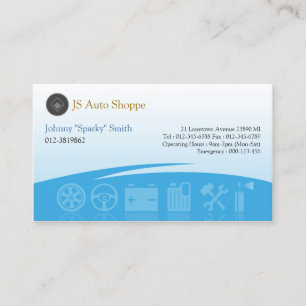 Symbole für den Kfz-Service Cyan Business Card Visitenkarte