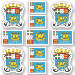 Symbole für den Staat Saint-Pierre/Wappen und Fla Aufkleber