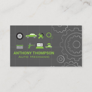 Symbole für die Fahrzeugreparatur   Mechanische Te Visitenkarte
