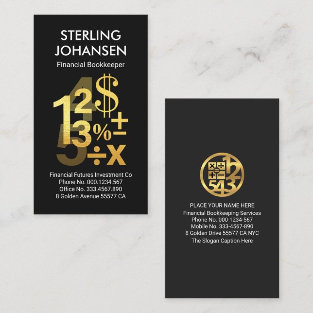 Symbole für die Gold-Buchführungsnummern Visitenkarte (Vorne/Hinten)