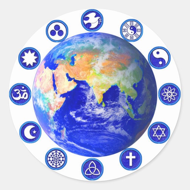 Symbole für Frieden und Einheit Runder Aufkleber (Vorderseite)