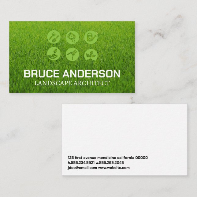 Symbole für Landscaping | Grasuntergrund Visitenkarte (Vorne/Hinten)
