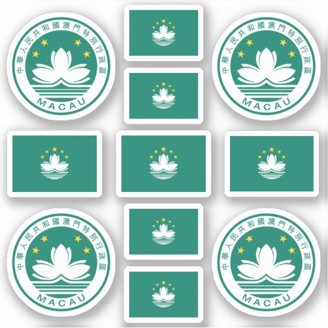 Symbole für Macau/Wappen und Flaggenaufkleber Aufkleber (Vorderseite)