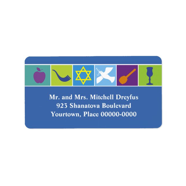 Symbole für Rosh Hashanah-Postadresse Adressaufkleber (Vorne)
