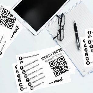 Symbole für soziale Medien - QR-Logo oder Foto Visitenkarte