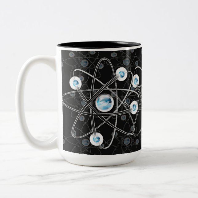Symbole Geek scientifique Atom Mug noire (Gauche)