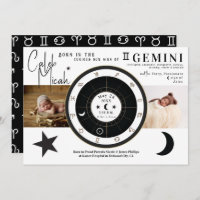 SYMBOLE GEMini Sun & Lune Faire-part de naissance