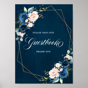 Symbole géométrique Blush Navy Poster du livre d'o