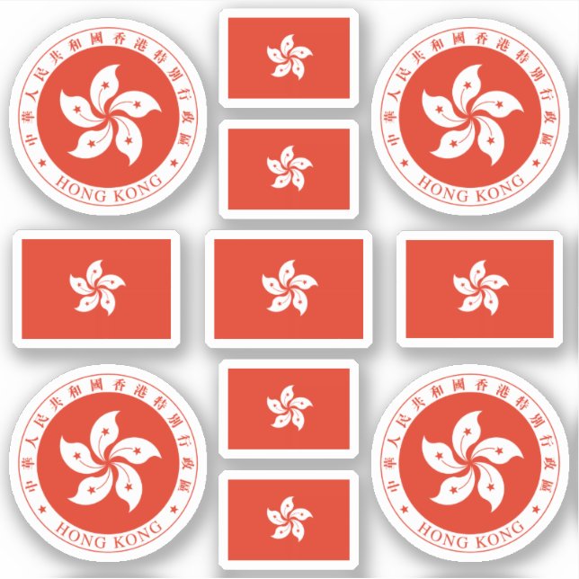 Symbole Hongkongs / Wappen und Flagge Aufkleber (Vorderseite)