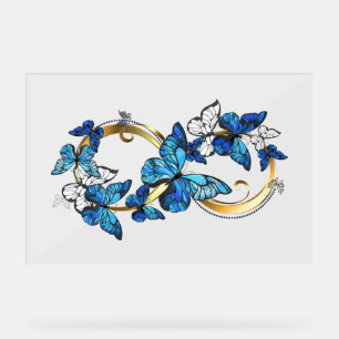 Symbole infini de papillons Morpho bleus