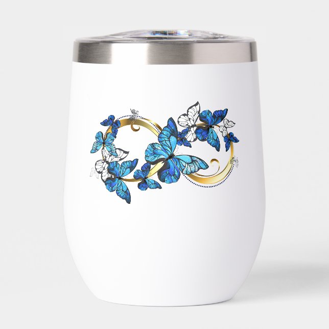 Symbole infini de papillons Morpho bleus (Avant)
