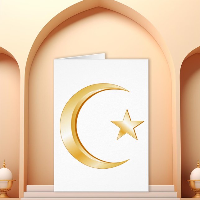 Symbole Islam Carte de voeux pliée (Gold crescent and star of Islam. )