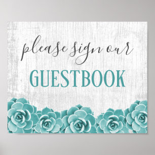 Symbole livre d'or Rustique Succulent Floral Grang