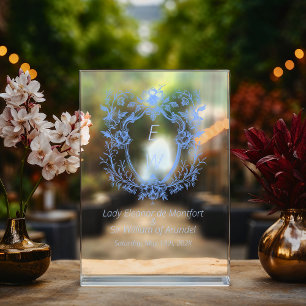 Symbole Mariage du monogramme en lin bleu orange