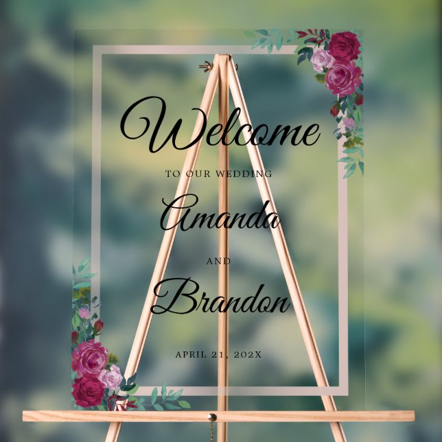SYMBOLE Mariage floral Élégant Affiche de bienvenu (Neutre)