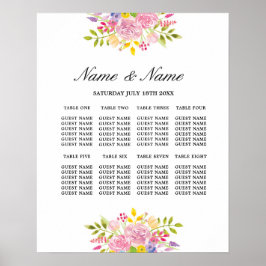 Symbole mariage Poster 8 places Fleurs florales ro