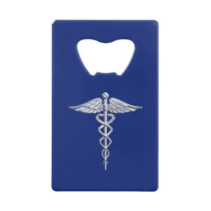 Symbole Médicale Chrome Argent sur bleu marine
