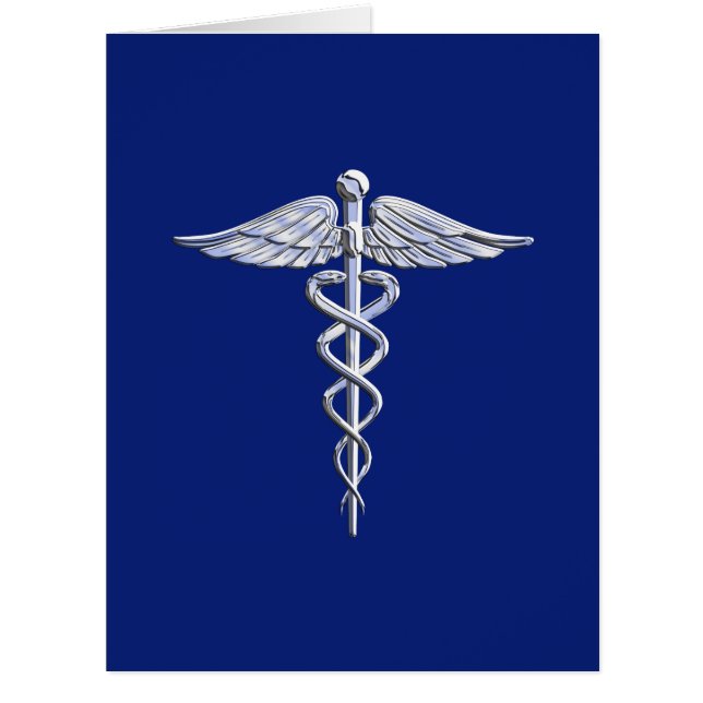 Symbole Médicale Chrome Argent sur bleu marine (Devant)