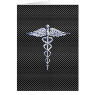 Symbole Médicale Chrome Caduceus Fibre de carbone 