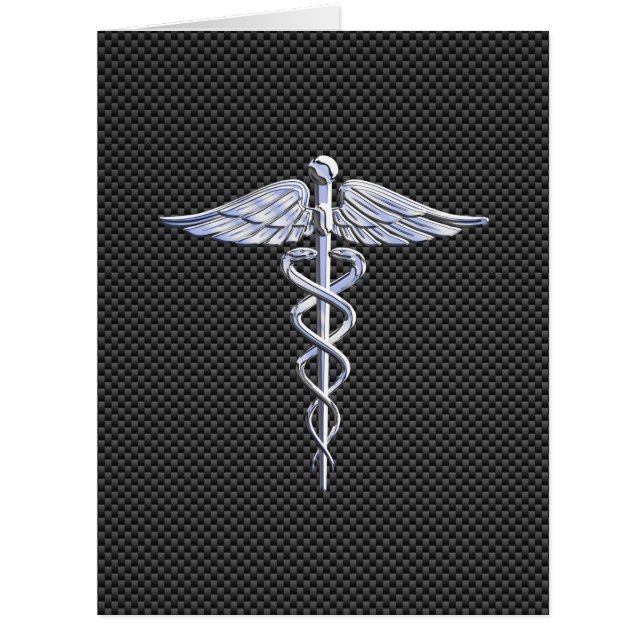 Symbole Médicale Chrome Caduceus Fibre de carbone  (Devant)