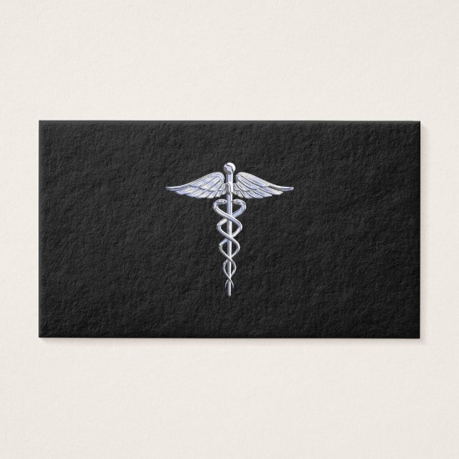 Symbole Médicale de Caduceus en argent sur la déco (Devant)