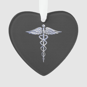 Symbole Médicale Silver Caduceus Style fibre de c