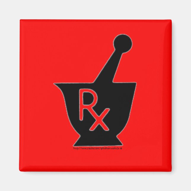 Symbole mortier et pilon de pharmacie - aimant (Devant)