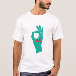 symbole ok main en t-shirts vert aqua