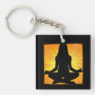Symbole Om de la femme Méditer Porte - clé Yoga