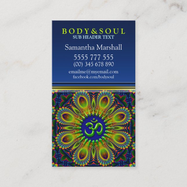 SYMBOLE OM Fractal Mandala Yoga Cartes de visite d (Devant)