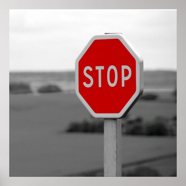 Symbole rouge Stop Road Poster photo minimaliste (Devant)