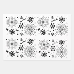 Symbole Schwarz Weiß Gelli-Platte Collage und mehr Geschenkpapier Set