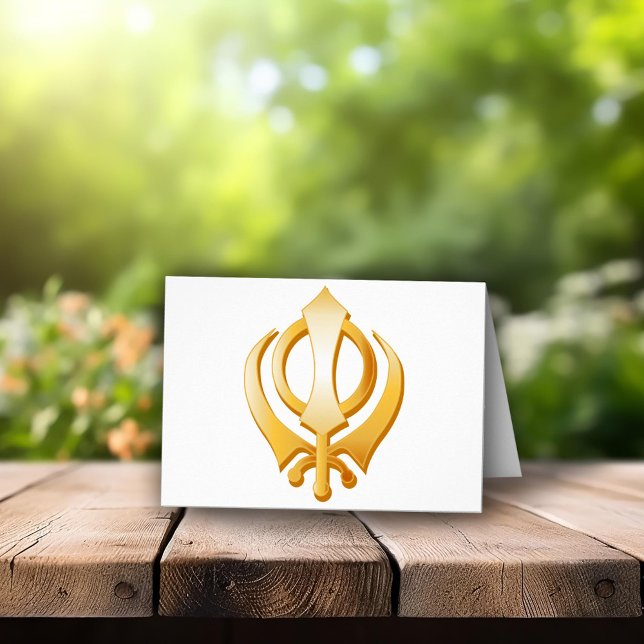 Symbole Sikh - Carte de voeux (Sikh Greeting Card, Gold Khanda, symbol of the Sikh religion. Customize with your text or message.)