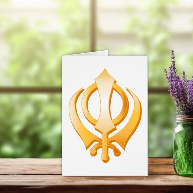 Symbole Sikh - Carte de voeux (Beautiful greeting and note cards with gold symbols of international religions,.)