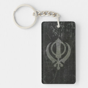 Symbole sikh gris rayé et porté de Khanda